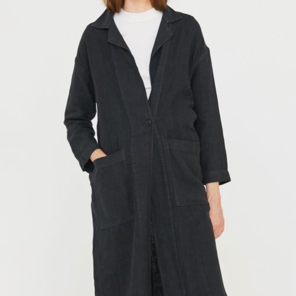 ESBY Baronne Linen Duster XS in Navy - Picture 6 of 8